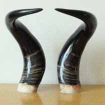 Natural black yak horn craft ornaments Living room study pastoral style horn craft decorations to attract wealth and ward off evil spirits