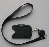 Double-sided double card slot card holder card case plastic card holder easy pull buckle lanyard card bag horizontal and vertical