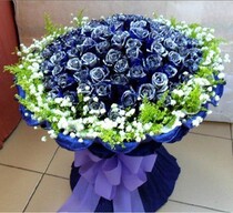 Blue Demon Rose 99 Bouquet Shanghai Flowers Express Delivery Bear Shanghai Flower Shop Birthday Flowers