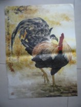 National painting Xuan paper printed with heart rooster figure bis