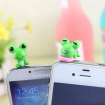 Small frog dust-stopper mobile phone 3 5MM headphone plug cartoon stereo gardening landscape adornment DIY