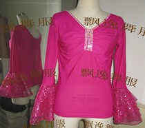 Flutter dance outfit upscale custom morden dance national standard dance blouses long sleeve waltz new rose red 197