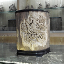 Old material Kalimantan Sunken Fragrant Wood Sculpture Pen Holder Pine Crane Extension Year Old