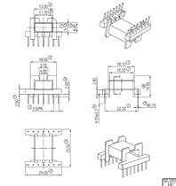 EFD25 high frequency magnetic core straight insert skeleton single slot lying 7 7 10 sets of bags