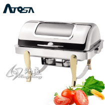 Luxury square gold-plated buffy stove Visual buffet stove Insulation dining stove Electric alcohol dual use