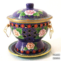 18CM copper hot pot Cloisonne copper hot pot Small fat cow hot pot meal pot Alcohol copper hot pot