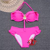 2021 new European and American bikini swimsuit female steel bracket small chest gathered big chest small fragrance sexy bikini swimsuit