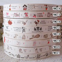 Special ~ ZAKKA Korea synchronous cotton hand-printed label cloth label 2CM wide 1 m for sale YM014-YM021