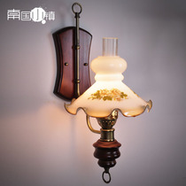 Nanxiao Town Pastoral retro solid wood artificial manufacturing Old Shanghai cafe Hotel corridor aisle wall lamp