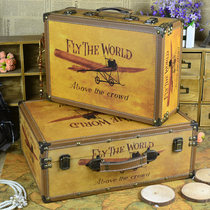 Set special British retro old hand-carrying suitcase old-fashioned wooden box bar window display decoration