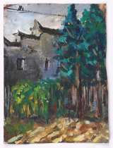 Original color old oil painting 8 open scenery Write birth of Anhui Wuyuan Hongcun Lower township Write a raw wine home decoration painting