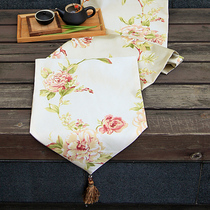 Neoclassical new Chinese damask hand-painted flower pastoral table flag bed flag dining table tea table mat