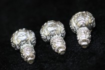 925 silver Tibetan Buddhist pearl accessories Six true words Round Buddha head length 1 3cm Width 1 2cm High to 1 2cm