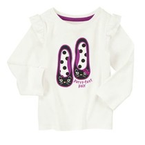 Spot American goldbaby girl cat ballet Butterfly side long sleeve T-shirt