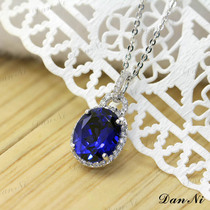 Sapphire pendant 925 silver plated 18K white gold inlaid carat color treasure Tanzanite jewelry necklace for women