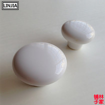 European round pure white simple pattern fine yellow ceramic green ancient handle pastoral cabinet drawer wardrobe door handle 8289