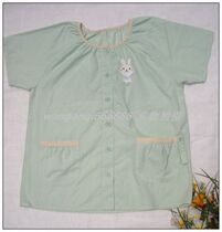 Throw large size rabbit vertical stripe green short-sleeved home suit apron blemish 201913