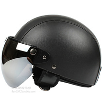 Taiwan EVO leather helmet black Harley electric motorcycle helmet for men and women