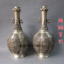 Bronze Vase Imitation Antique Pendulum Piece Living Room Flower Arrangement Interior Decoration Furnishing Pure Bronze Silver Plated Buddha Front For Buddha Vase Pair