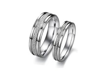 New Pearl sand couple ring titanium steel couple ring male ring female ring student ring