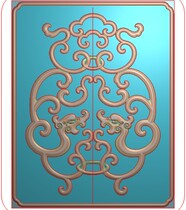 Grass Dragon Display Cabinet Door Panel Computer Carved Map Relief Map Engraving Map Grayscale Map Template Source Material