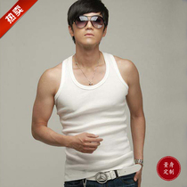 Fashion new men Fashion U-neck tight vest mens Korean cotton fitness sports round neck sweatshirt custom
