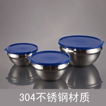 Export boutique family baby bowl Salad bowl Fresh bowl 304 stainless steel round lunch box set with plastic cover