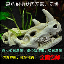   Fish tank decoration aquatic plant landscaping simulation resin skull fossil shrimp tank landscaping dinosaur skull