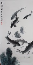 Fish Chinese painting masterpiece pure hand-painted authentic meticulous painting freehand painting living room office