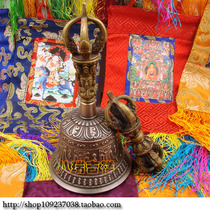 Nepals artefact hand-made pattern surface five-strand diamond Bell Vajra Pestle length 16 5CM Bell mouth 7 2CM