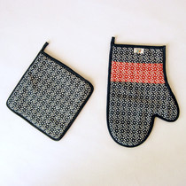 Cloth brand Chinese thick insulation gloves heat insulation mat cotton fabric microwave oven gloves (two-piece set)