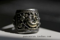 The Qing Dynasty old silver clipper gold ring beloved * Happy Ruyi * (mementos)