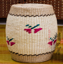  Home pastoral grass-woven shoe stool small stool casual pier rattan stool flower drum embroidered pier personality low stool