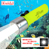 Magnetron strong light diving LED flashlight waterproof body 5 battery light walking outdoor lighting Flashlight lamp