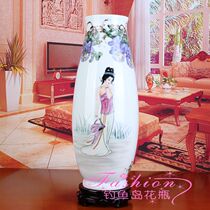 Jingdezhen ceramic vase hand-painted pastel character Xishi beauty Huansha high-end living room bedroom home decoration