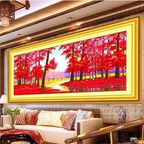 Hongyun head cross stitch 2021 new living room scenery Maple Leaf office large hand embroidered Chinese style