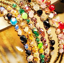 Korean hairclip color color super flashing colorful personality irregular crystal gold thread beaded hair hoop headgear headgear headband