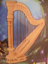 Four-link DIY puzzle wood assembled jointed board 3D wooden stereo simulation model childrens jigsaw puzzle-instrument harp