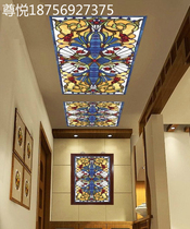 Art glass partition European style glass screen decorative partition Walkway ceiling Translucent ceiling Entrance doors and windows