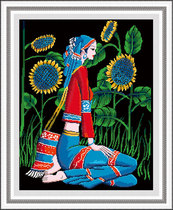 3D cross stitch Ashima sunshine harvest National style Yunnan heavy color Black Bottom