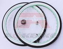 26 inch retro 36 hole spoke foot brake dead flying bicycle wheel beach wheel set white edge 2125 tire butyl