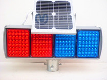 Large double-sided LED solar red blue flash light construction light solar warning light highway flashing light