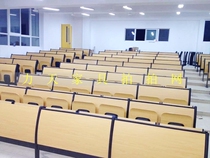 High-end multimedia public desks and chairs Ladder desks and chairs Steel-wood ladder auditorium chairs combination wooden school training