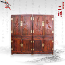Mahogany furniture Chinese style solid wood antique furniture mahogany wardrobe bird Laos red sour wood top box cabinet