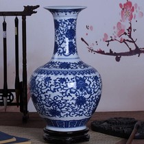 Jingdezhen Ceramic Antique Blue and White Porcelain Vase Chinese Living Room Home Flower Arrange Boss Ancient Frame Crafts Decoration