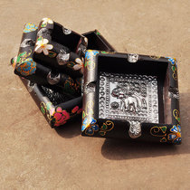 Thai crafts retro ashtray personalized mens gift gifts solid wood painting creative fashion ornaments ashtray