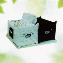 Handmade DIY gift three-dimensional cross stitch kit black and white pig rectangular tissue box