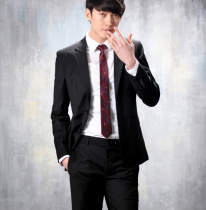 Autumn and winter plus velvet thick Korean version of mens slim-fit business formal casual suit mens suit mens suit professional wear