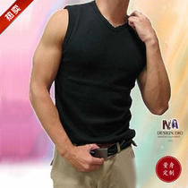 Cotton summer sports sleeveless vest mens sweat vest wide shoulder V collar tight Tide mens Korean version of waistcoat custom made