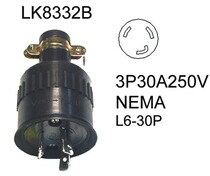 LK8332B rubber industrial plug L6-30P 30A 250V Anti-falling lead head NEMA plug